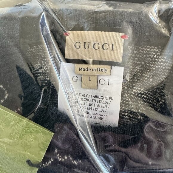 New Authentic Gucci GG Logo Dog Wool Sweater Vest Blue Size L - Picture 5 of 7
